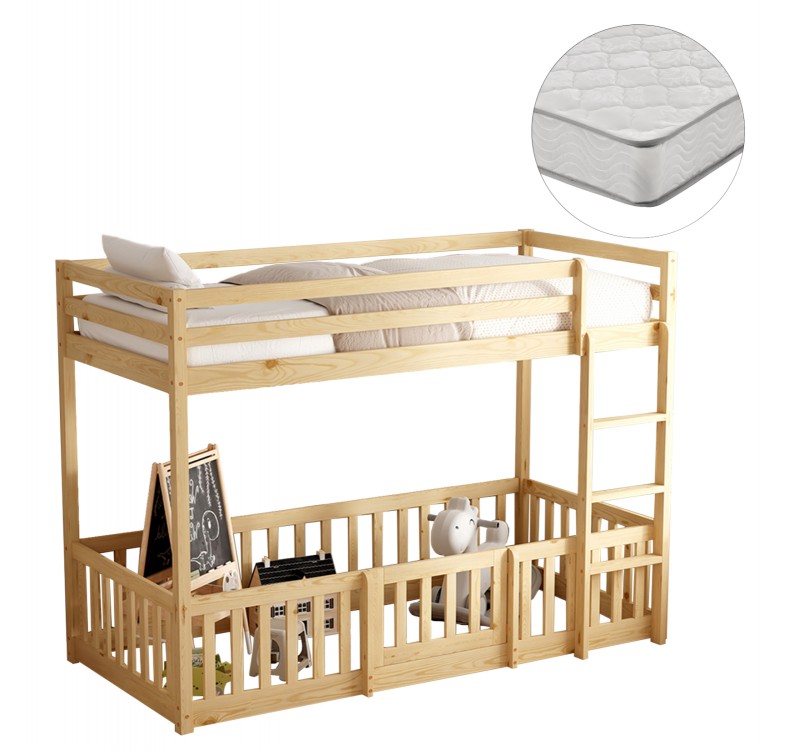 ΚΟΥΚΕΤΑ ΠΑΙΔΙΚΗ ΜΕ ΠΑΡΚΑΚΙ PLAYKID HM21312 ΞΥΛΟ ΠΕΥΚΟΥ ΦΥΣΙΚΟ--ME ΣΤΡΩΜΑ 90x190εκ