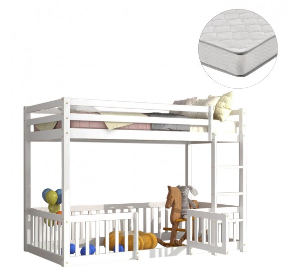 ΚΟΥΚΕΤΑ ΠΑΙΔΙΚΗ ΜΕ ΠΑΡΚΑΚΙ PLAYKID HM21312.01 ΞΥΛΟ ΠΕΥΚΟΥ ΛΕΥΚΟ--ME ΣΤΡΩΜΑ 90x190εκ