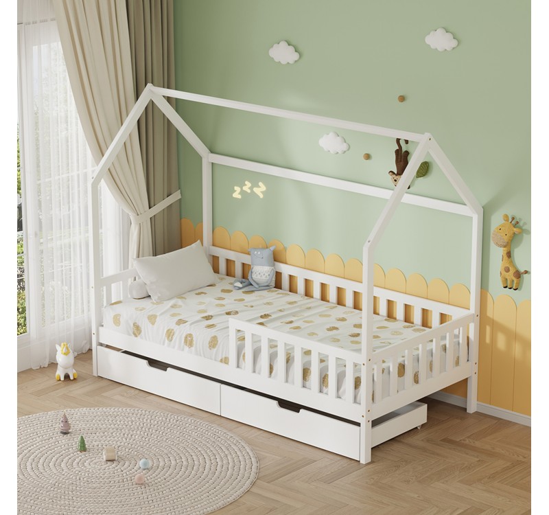 ΚΡΕΒΑΤΙ ΠΑΙΔΙΚΟ ΜΕ ΣΥΡΤΑΡΙΑ PHYLLIS HM21324.01 ΞΥΛΟ ΠΕΥΚΟΥ ΛΕΥΚΟ--ΜΕ ΣΤΡΩΜΑ 90x190εκ