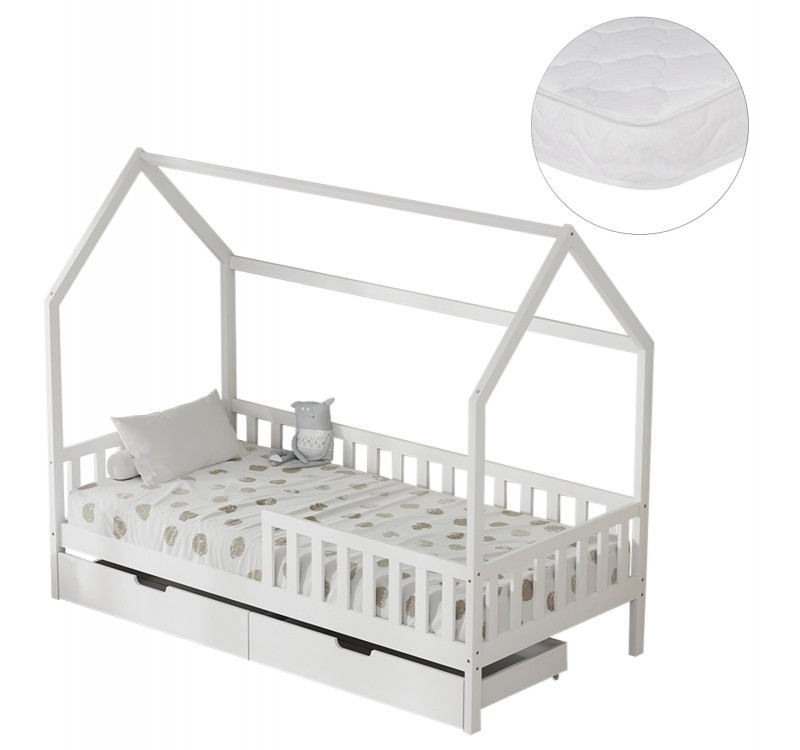 ΚΡΕΒΑΤΙ ΠΑΙΔΙΚΟ ΜΕ ΣΥΡΤΑΡΙΑ PHYLLIS HM21324.01 ΞΥΛΟ ΠΕΥΚΟΥ ΛΕΥΚΟ--ΜΕ ΣΤΡΩΜΑ 90x190εκ