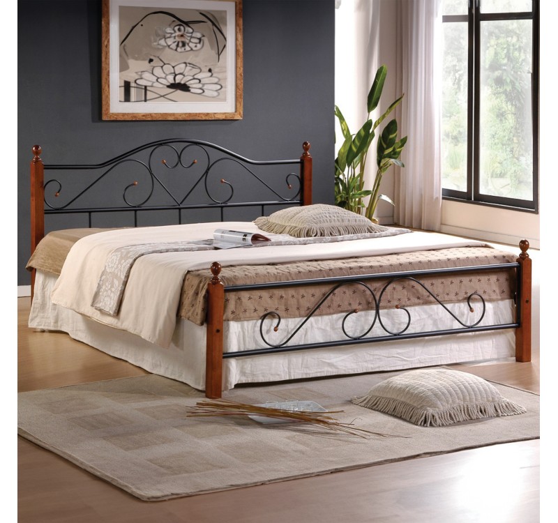ΚΡΕΒΑΤΙ ΔΙΠΛΟ & ΣΤΡΩΜΑ CANDY HM21327 ΜΕΤΑΛΛΟ & ΞΥΛΟ ΣΕ DIRTY OAK--ΣΤΡΩΜΑ 150x200εκ