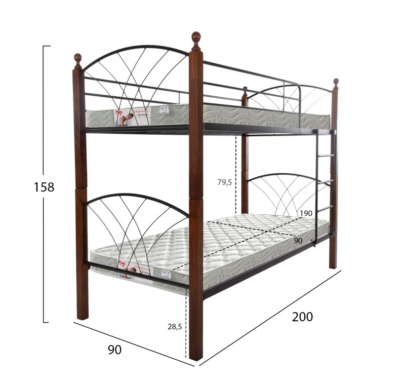 ΚΟΥΚΕΤΑ ΜΕ ΣΤΡΩΜΑΤΑ STOREY HM21334 ΜΕΤΑΛΛΟ & ΞΥΛΟ RUBBERWOOD--ΓΙΑ ΣΤΡΩΜΑΤΑ 90x190εκ.