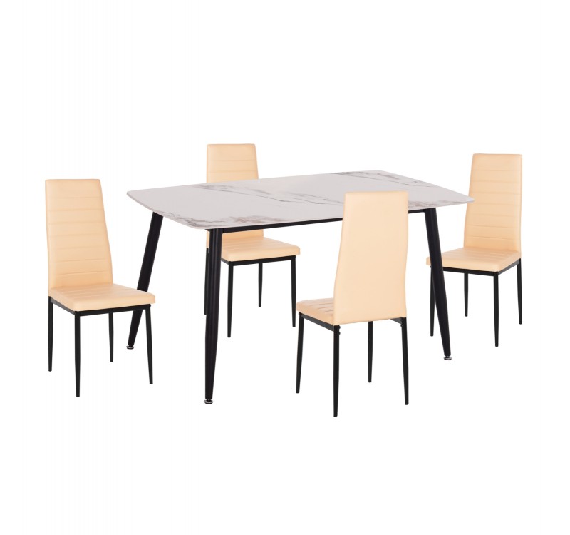 ΣΕΤ ΤΡΑΠΕΖΑΡΙΑΣ 5ΤΜΧ RAVEN HM21266.02 ΚΕΡΑΜΙΚΟ TOP CALACATTA--ΚΡΕΜ PU