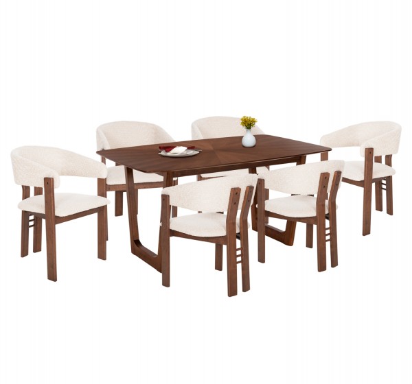 ΣΕΤ ΤΡΑΠΕΖΑΡΙΑΣ 7ΤΜΧ ZARRA HM21338.01 ΤΡΑΠΕΖΙ ΑΠΟ MDF--ΚΑΡΕΚΛΕΣ ΜΕ ΜΠΟΥΚΛΕ ΥΦΑΣΜΑ