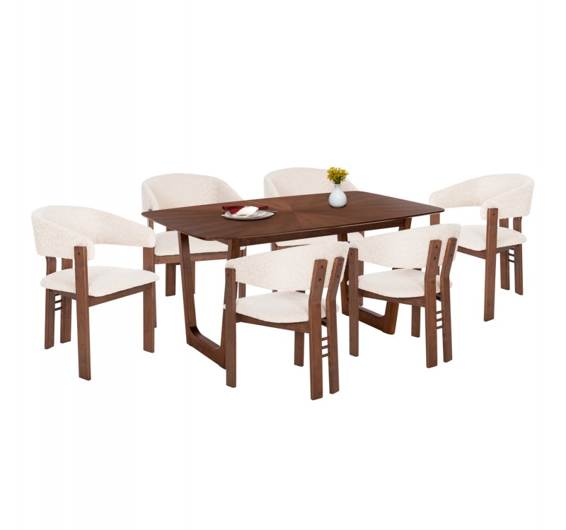 ΣΕΤ ΤΡΑΠΕΖΑΡΙΑΣ 7ΤΜΧ ZARRA HM21338.01 ΤΡΑΠΕΖΙ ΑΠΟ MDF--ΚΑΡΕΚΛΕΣ ΜΕ ΜΠΟΥΚΛΕ ΥΦΑΣΜΑ