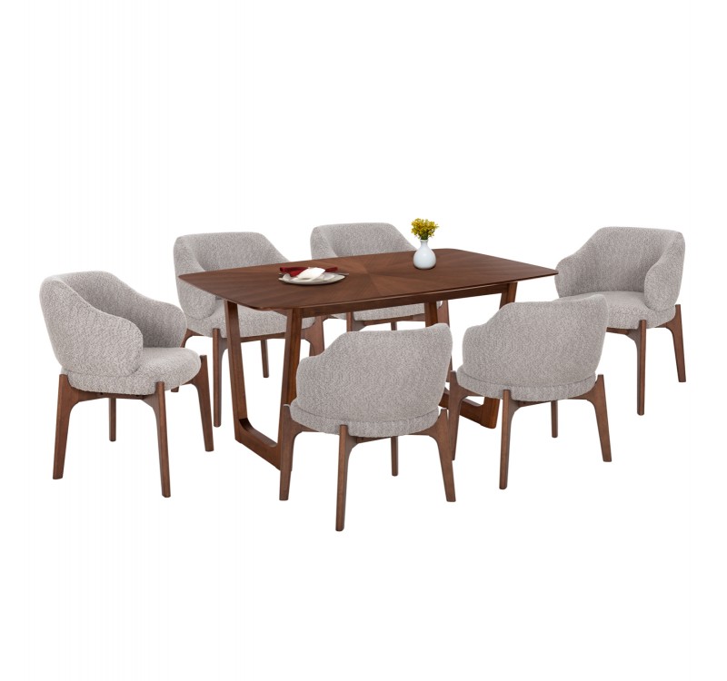 ΣΕΤ ΤΡΑΠΕΖΑΡΙΑΣ 7ΤΜΧ ABAI HM21338.02 ΤΡΑΠΕΖΙ ΑΠΟ MDF--ΚΑΡΕΚΛΕΣ ΜΕ ΜΠΟΥΚΛΕ ΥΦΑΣΜΑ