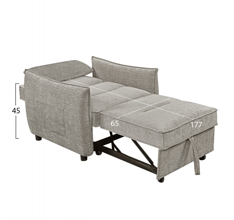 ΠΟΛΥΘΡΟΝΑ-ΚΡΕΒΑΤΙ ORYN HM3307.03 ΜΠΕΖ ΥΦΑΣΜΑ 89x85x84Υεκ.