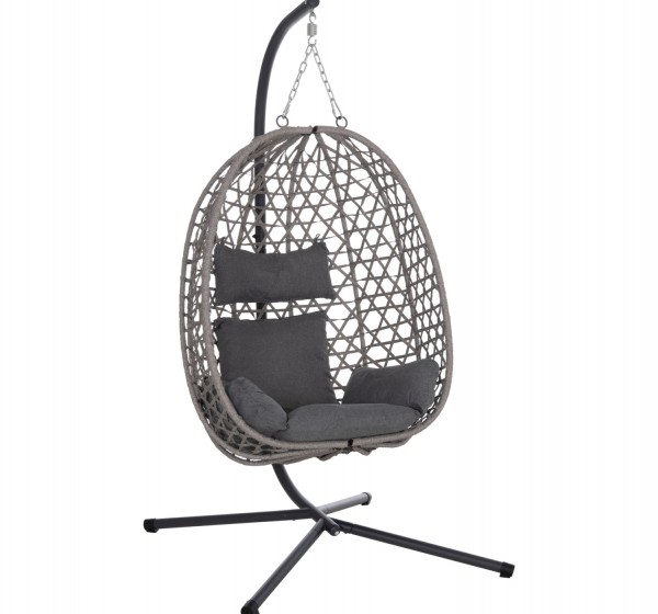 ΚΡΕΜΑΣΤΗ ΦΩΛΙΑ NESTA HM6468.01 ΓΚΡΙ ΜΕΤΑΛΛΟ & P.E.RATTAN 100x100x190Υεκ.