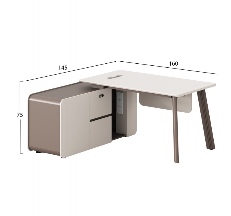 ΓΡΑΦΕΙΟ ΑΡΙΣΤΕΡΗ ΓΩΝΙΑ NEWLINE HM18272L ΜΕΛΑΜΙΝΗ ΕΚΡΟΥ-ΑΝΟΙΧΤΟ ΚΑΦΕ 160x145x75Υεκ