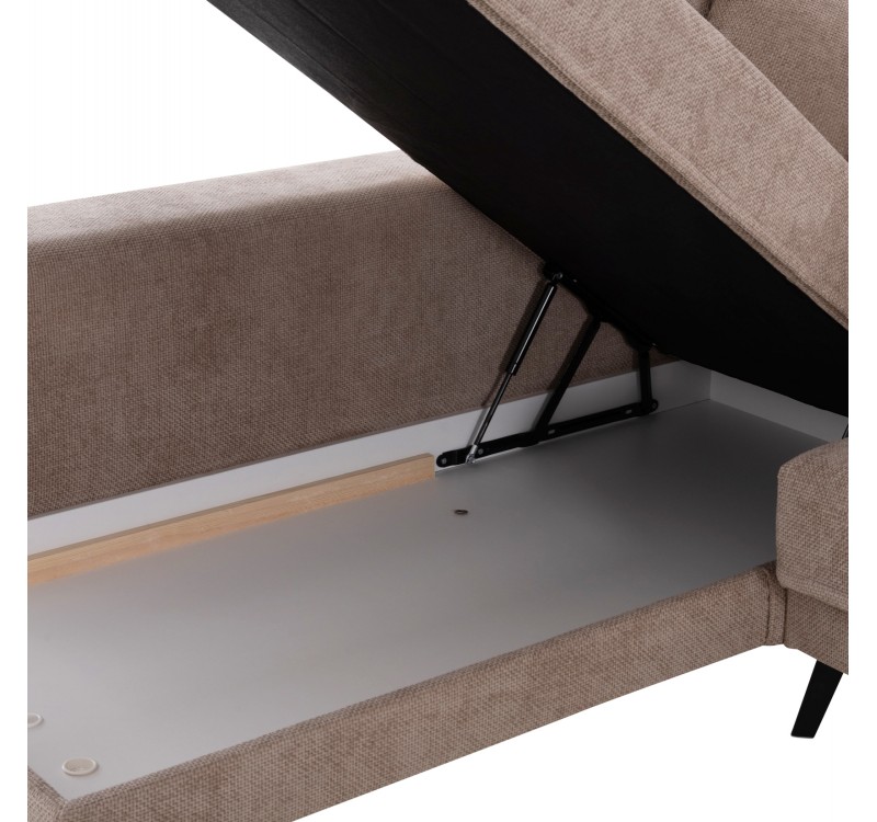 ΚΑΝΑΠΕΣ ΚΡΕΒΑΤΙ ΑΡΙΣΤΕΡΗ ΓΩΝΙΑ ZENORA HM3337.03L ΜΠΕΖ ΥΦΑΣΜΑ 303x214x80Υεκ