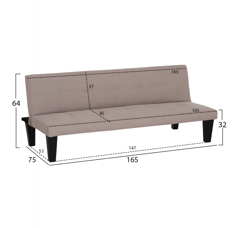 ΚΑΝΑΠΕΣ ΚΡΕΒΑΤΙ 3-ΘΕΣΙΟΣ KORO HM3304.04 ΜΠΕΖ PU ΔΕΡΜΑ 165x75x64Υεκ