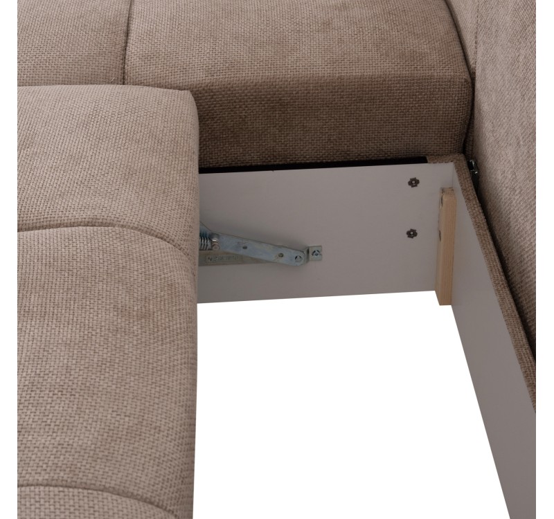 ΚΑΝΑΠΕΣ ΚΡΕΒΑΤΙ ΑΡΙΣΤΕΡΗ ΓΩΝΙΑ COMFYRA HM3336.03L ΜΠΕΖ ΥΦΑΣΜΑ 268x180x83Υεκ