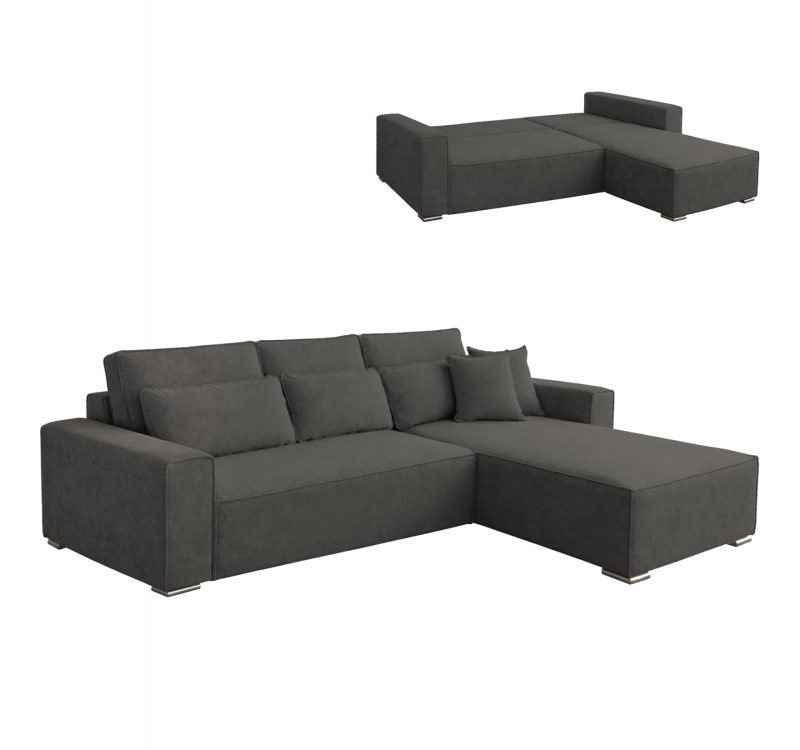 ΚΑΝΑΠΕΣ ΚΡΕΒΑΤΙ ΑΝΑΣΤΡΕΨΙΜH ΓΩΝΙΑ CORNERA HM3335.01 ΓΚΡΙ ΥΦΑΣΜΑ 269x155x89Yεκ