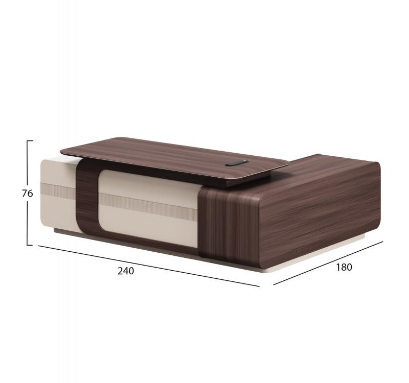 ΓΡΑΦΕΙΟ ΑΡΙΣΤΕΡΗ ΓΩΝΙΑ ΣΕΙΡΑ PRESIDENT HM2146L ΜΕΛΑΜΙΝΗ ΣΕ ΚΑΡΥΔΙ-ΜΠΕΖ 240x180x76Υεκ