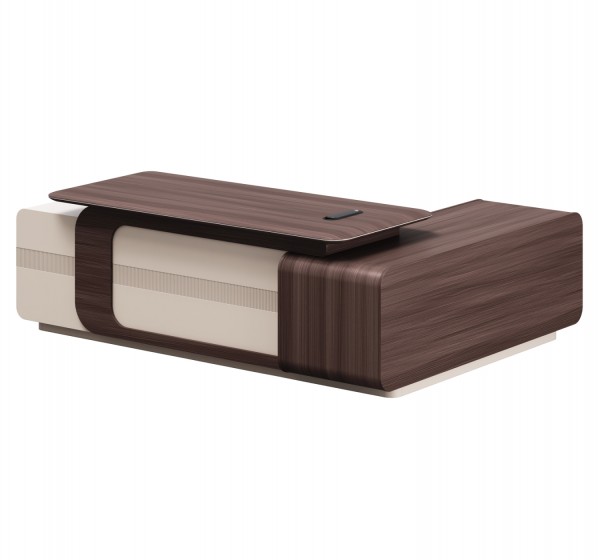 ΓΡΑΦΕΙΟ ΑΡΙΣΤΕΡΗ ΓΩΝΙΑ ΣΕΙΡΑ PRESIDENT HM2146L ΜΕΛΑΜΙΝΗ ΣΕ ΚΑΡΥΔΙ-ΜΠΕΖ 240x180x76Υεκ