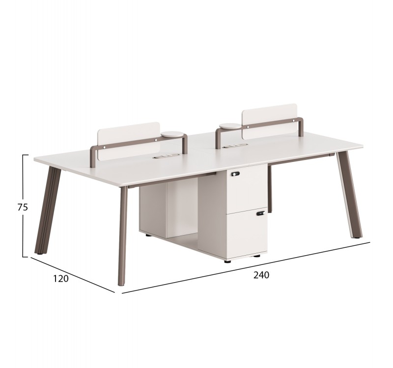 ΣΤΑΘΜΟΣ ΕΡΓΑΣΙΑΣ 4 ΘΕΣΕΩΝ NEWLINE HM18277 ΜΕΛΑΜΙΝΗ ΚΡΕΜ-ΠΟΔΙΑ ΑΛΟΥΜΙΝΙΟΥ 240x120x75Υ