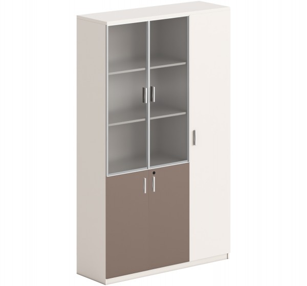 ΒΙΒΛΙΟΘΗΚΗ/ΝΤΟΥΛΑΠΙ NEWLINE HM18280 ΜΕΛΑΜΙΝΗ ΛΕΥΚΗ-ΑΝΟΙΧΤΟ ΚΑΦΕ--ΓΥΑΛΙ 120x40x200Υεκ