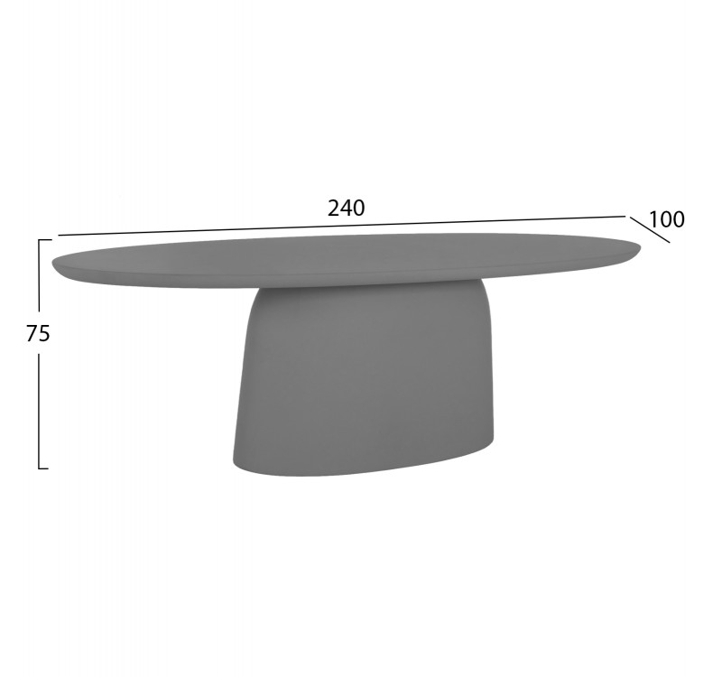 ΤΡΑΠΕΖΙ ΤΡΑΠΕΖΑΡΙΑΣ ΟΒΑΛ BRECCAN HM6577.01 ΓΚΡΙ FIBER CEMENT 240x100x75Υεκ.