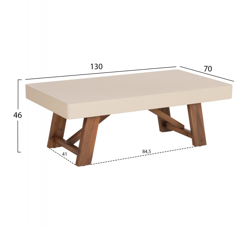 ΤΡΑΠΕΖΙ ΜΕΣΗΣ FIBER CEMENT & ΞΥΛΟ ΑΚΑΚΙΑΣ MAEVE HM6595.02 ΜΠΕΖ  130x70x46Υεκ.