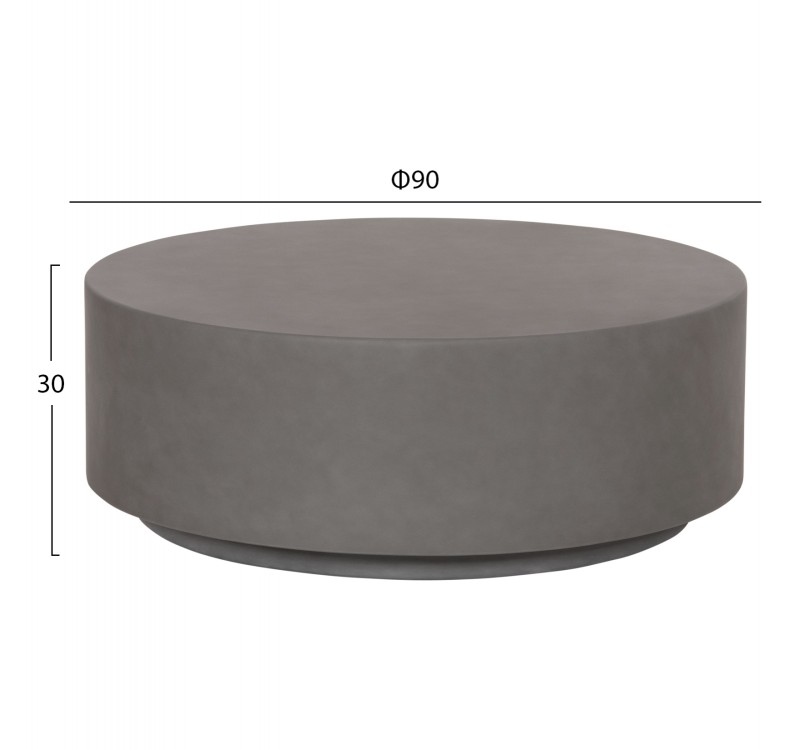 ΤΡΑΠΕΖΙ ΜΕΣΗΣ ΣΤΡΟΓΓΥΛΟ KYOKO HM6579.01 ΓΚΡΙ FIBER CEMENT Φ90x30Υεκ.