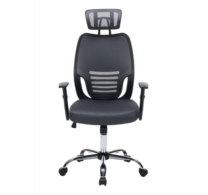 ΚΑΡΕΚΛΑ ΓΡΑΦΕΙΟΥ BRIEF HM1206.02 ΓΚΡΙ MESH--ΒΑΣΗ ΧΡΩΜΙΟΥ 63x64x122Υεκ.