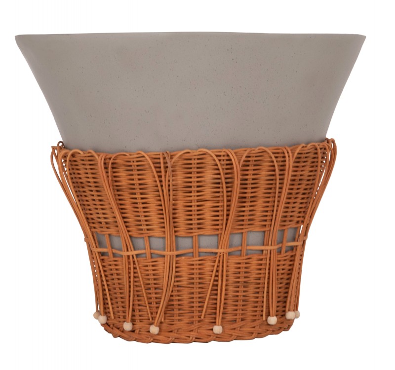 ΤΡΑΠΕΖΙ ΣΑΛΟΝΙΟΥ PERRAL HM18164.03L FIBER CEMENT ΓΚΡΙ-ΦΥΣΙΚΟ RATTAN--Φ55x45Υεκ