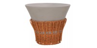 ΤΡΑΠΕΖΙ ΣΑΛΟΝΙΟΥ PERRAL HM18164.03L FIBER CEMENT ΓΚΡΙ-ΦΥΣΙΚΟ RATTAN--Φ55x45Υεκ