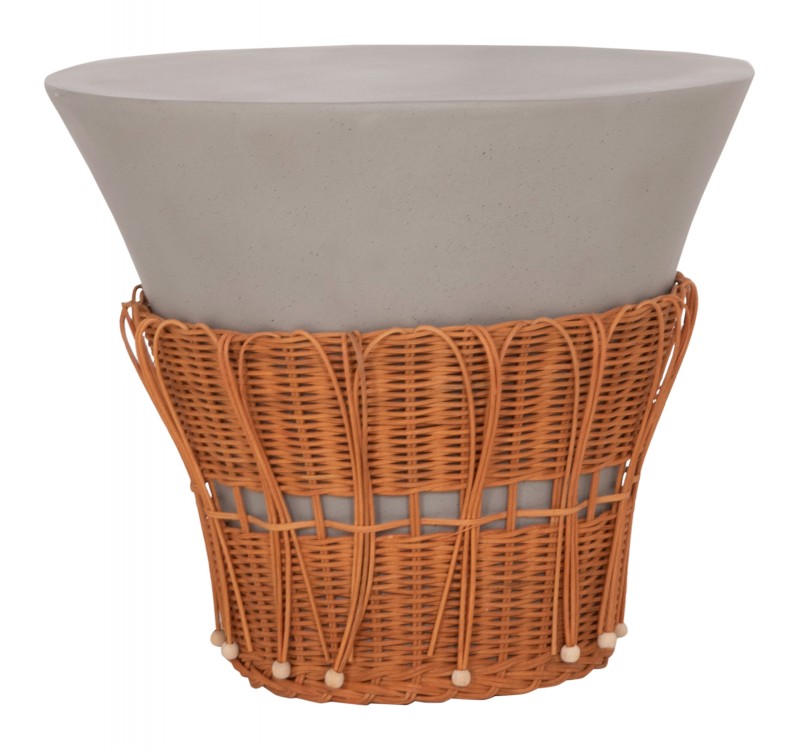 ΤΡΑΠΕΖΙ ΣΑΛΟΝΙΟΥ PERRAL HM18164.03L FIBER CEMENT ΓΚΡΙ-ΦΥΣΙΚΟ RATTAN--Φ55x45Υεκ