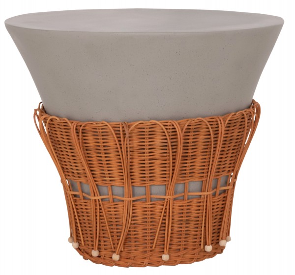 ΤΡΑΠΕΖΙ ΣΑΛΟΝΙΟΥ PERRAL HM18164.03L FIBER CEMENT ΓΚΡΙ-ΦΥΣΙΚΟ RATTAN--Φ55x45Υεκ