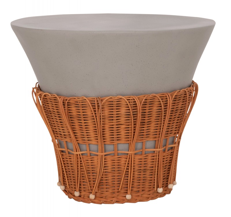ΤΡΑΠΕΖΙ ΣΑΛΟΝΙΟΥ PERRAL HM18164.03L FIBER CEMENT ΓΚΡΙ-ΦΥΣΙΚΟ RATTAN--Φ55x45Υεκ