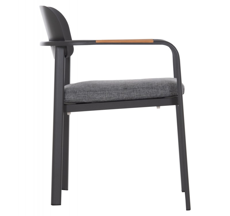 ΠΟΛΥΘΡΟΝΑ ΤΡΑΠΕΖΑΡΙΑΣ ELARA HM6414.01 ΓΚΡΙ ΑΛΟΥΜΙΝΙΟ-OLEFIN--ΞΥΛΟ TEAK 56x62x78Υεκ.