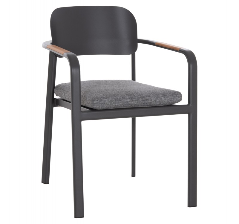 ΠΟΛΥΘΡΟΝΑ ΤΡΑΠΕΖΑΡΙΑΣ ELARA HM6414.01 ΓΚΡΙ ΑΛΟΥΜΙΝΙΟ-OLEFIN--ΞΥΛΟ TEAK 56x62x78Υεκ.