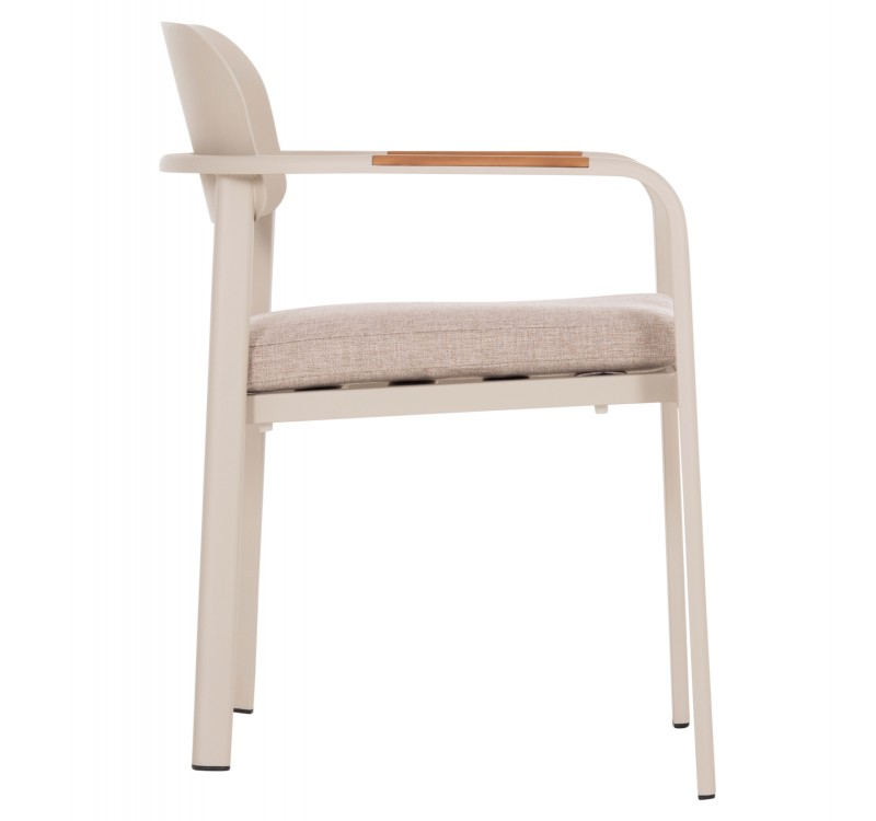 ΠΟΛΥΘΡΟΝΑ ΤΡΑΠΕΖΑΡΙΑΣ ELARA HM6414.05 ΜΠΕΖ ΑΛΟΥΜΙΝΙΟ-OLEFIN--ΞΥΛΟ TEAK 56x62x78Υεκ.