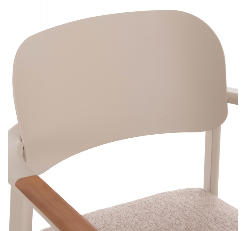 ΠΟΛΥΘΡΟΝΑ ΤΡΑΠΕΖΑΡΙΑΣ ELARA HM6414.05 ΜΠΕΖ ΑΛΟΥΜΙΝΙΟ-OLEFIN--ΞΥΛΟ TEAK 56x62x78Υεκ.