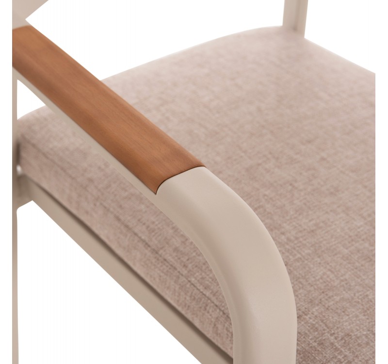 ΠΟΛΥΘΡΟΝΑ ΤΡΑΠΕΖΑΡΙΑΣ ELARA HM6414.05 ΜΠΕΖ ΑΛΟΥΜΙΝΙΟ-OLEFIN--ΞΥΛΟ TEAK 56x62x78Υεκ.