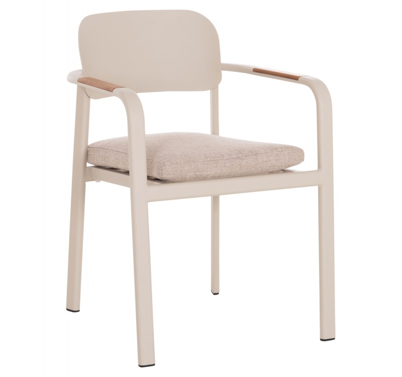 ΠΟΛΥΘΡΟΝΑ ΤΡΑΠΕΖΑΡΙΑΣ ELARA HM6414.05 ΜΠΕΖ ΑΛΟΥΜΙΝΙΟ-OLEFIN--ΞΥΛΟ TEAK 56x62x78Υεκ.