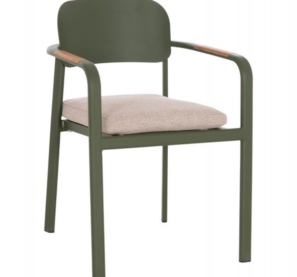 ΠΟΛΥΘΡΟΝΑ ΤΡΑΠΕΖΑΡΙΑΣ ELARA HM6414.06 ΠΡΑΣΙΝΟ ΑΛΟΥΜΙΝΙΟ-ΜΠΕΖ OLEFIN--TEAK 56x62x78Υεκ