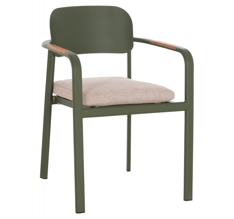 ΠΟΛΥΘΡΟΝΑ ΤΡΑΠΕΖΑΡΙΑΣ ELARA HM6414.06 ΠΡΑΣΙΝΟ ΑΛΟΥΜΙΝΙΟ-ΜΠΕΖ OLEFIN--TEAK 56x62x78Υεκ