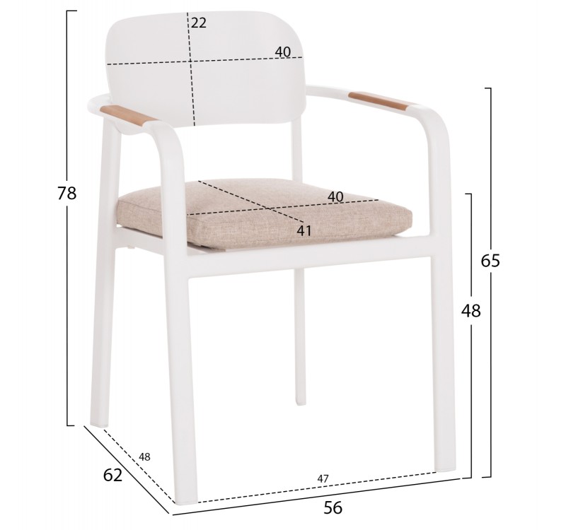 ΠΟΛΥΘΡΟΝΑ ΤΡΑΠΕΖΑΡΙΑΣ ELARA HM6414.02 ΛΕΥΚΟ ΑΛΟΥΜΙΝΙΟ-ΜΠΕΖ OLEFIN--TEAK 56x62x78Υεκ