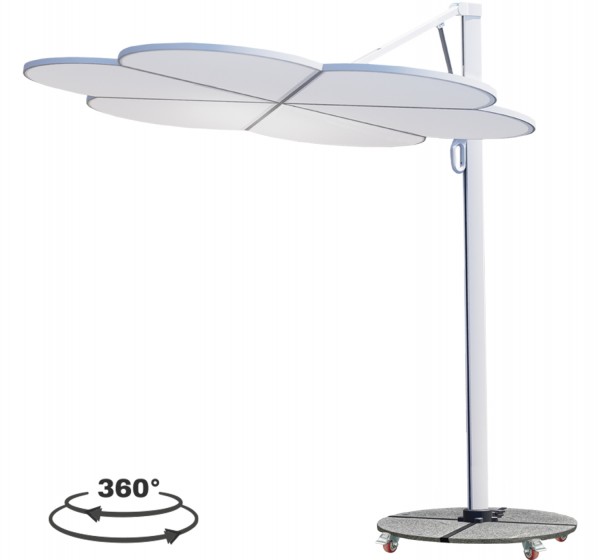 ΟΜΠΡΕΛΑ ΜΕ ΒΑΣΗ ΣΕΙΡΑ CANNOPY (flower) HM21286.02 ΑΛΟΥΜΙΝΙΟ-ΓΡΑΝΙΤΗΣ-ΛΕΥΚΟ 2,38x2,2μ