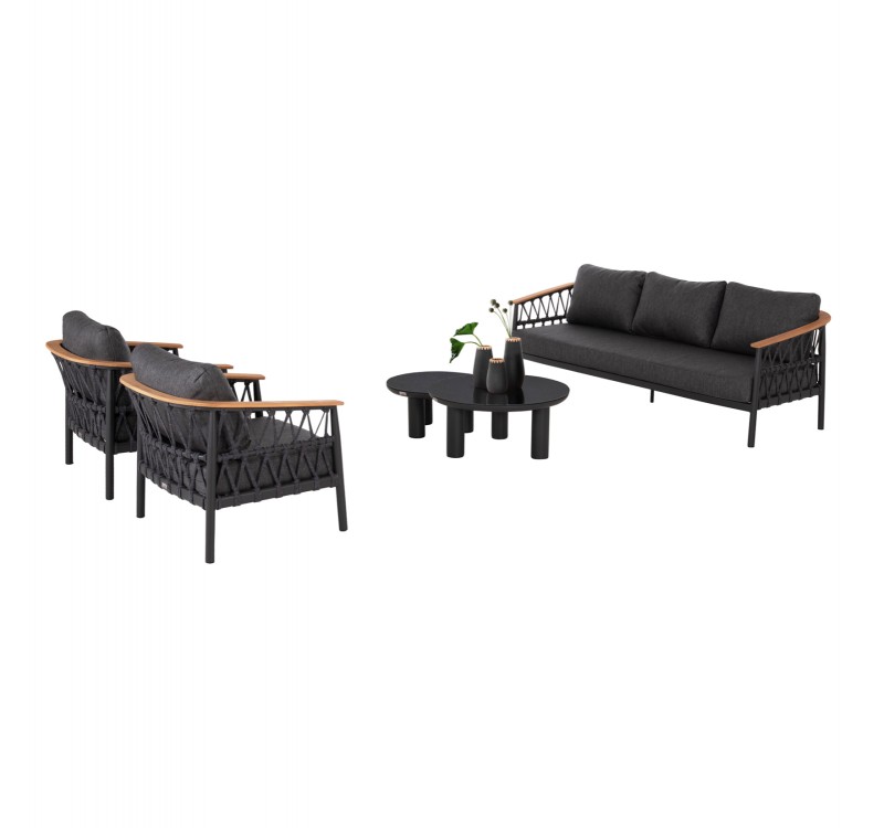 ΣΕΤ ΣΑΛΟΝΙ 5ΤΜΧ STREAM HM6426.01 ΑΝΘΡΑΚΙ ΑΛΟΥΜΙΝΙΟ-STRAP ΣΧΟΙΝΙ-OLEFIN