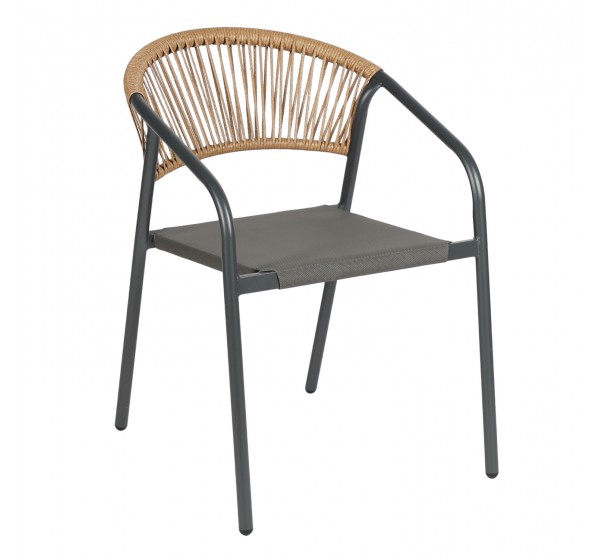 ΠΟΛΥΘΡΟΝΑ HOMAN HM6430.01 ΓΚΡΙ ΜΕΤΑΛΛΟ & TEXTILENE--ΜΠΕΖ P.E.RATTAN 53x58x75Υεκ