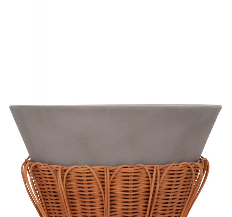 ΤΡΑΠΕΖΙ ΒΟΗΘΗΤΙΚΟ PERRAL HM18164.03S FIBER CEMENT ΓΚΡΙ-ΦΥΣΙΚΟ RATTAN--Φ42x36Υεκ