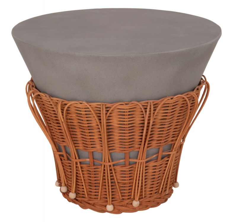 ΤΡΑΠΕΖΙ ΒΟΗΘΗΤΙΚΟ PERRAL HM18164.03S FIBER CEMENT ΓΚΡΙ-ΦΥΣΙΚΟ RATTAN--Φ42x36Υεκ