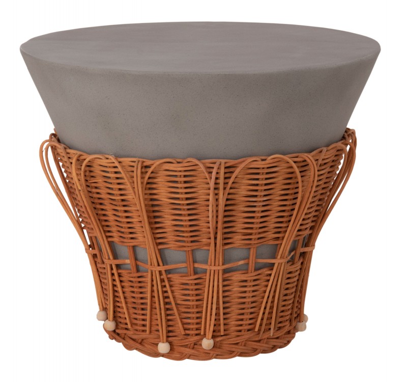 ΤΡΑΠΕΖΙ ΒΟΗΘΗΤΙΚΟ PERRAL HM18164.03S FIBER CEMENT ΓΚΡΙ-ΦΥΣΙΚΟ RATTAN--Φ42x36Υεκ