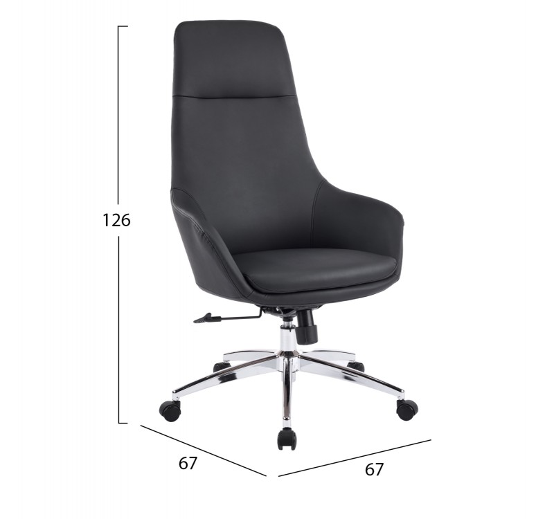 ΚΑΡΕΚΛΑ ΓΡΑΦΕΙΟΥ BEKKER HM18359.01 ΜΑΥΡΟ PU ΔΕΡΜΑ--ΒΑΣΗ ΧΡΩΜΙΟΥ 67x67x126Υεκ