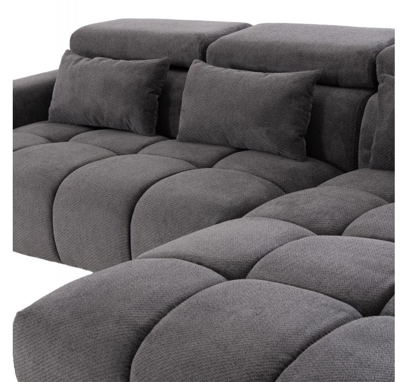 ΚΑΝΑΠΕΣ ΔΕΞΙΑ ΓΩΝΙΑ DIVYA HM3267.12R ΓΚΡΙ ΥΦΑΣΜΑ 260x100-174x104Υεκ.