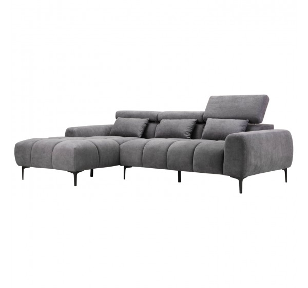 ΚΑΝΑΠΕΣ ΑΡΙΣΤΕΡΗ ΓΩΝΙΑ DIVYA HM3267.12L ΓΚΡΙ ΥΦΑΣΜΑ 264x175x99Υεκ.