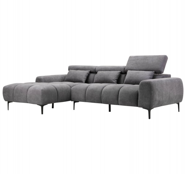 ΚΑΝΑΠΕΣ ΑΡΙΣΤΕΡΗ ΓΩΝΙΑ DIVYA HM3267.12L ΓΚΡΙ ΥΦΑΣΜΑ 260x100-174x104Υεκ.
