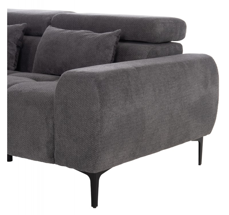 ΚΑΝΑΠΕΣ ΑΡΙΣΤΕΡΗ ΓΩΝΙΑ DIVYA HM3267.12L ΓΚΡΙ ΥΦΑΣΜΑ 260x100-174x104Υεκ.